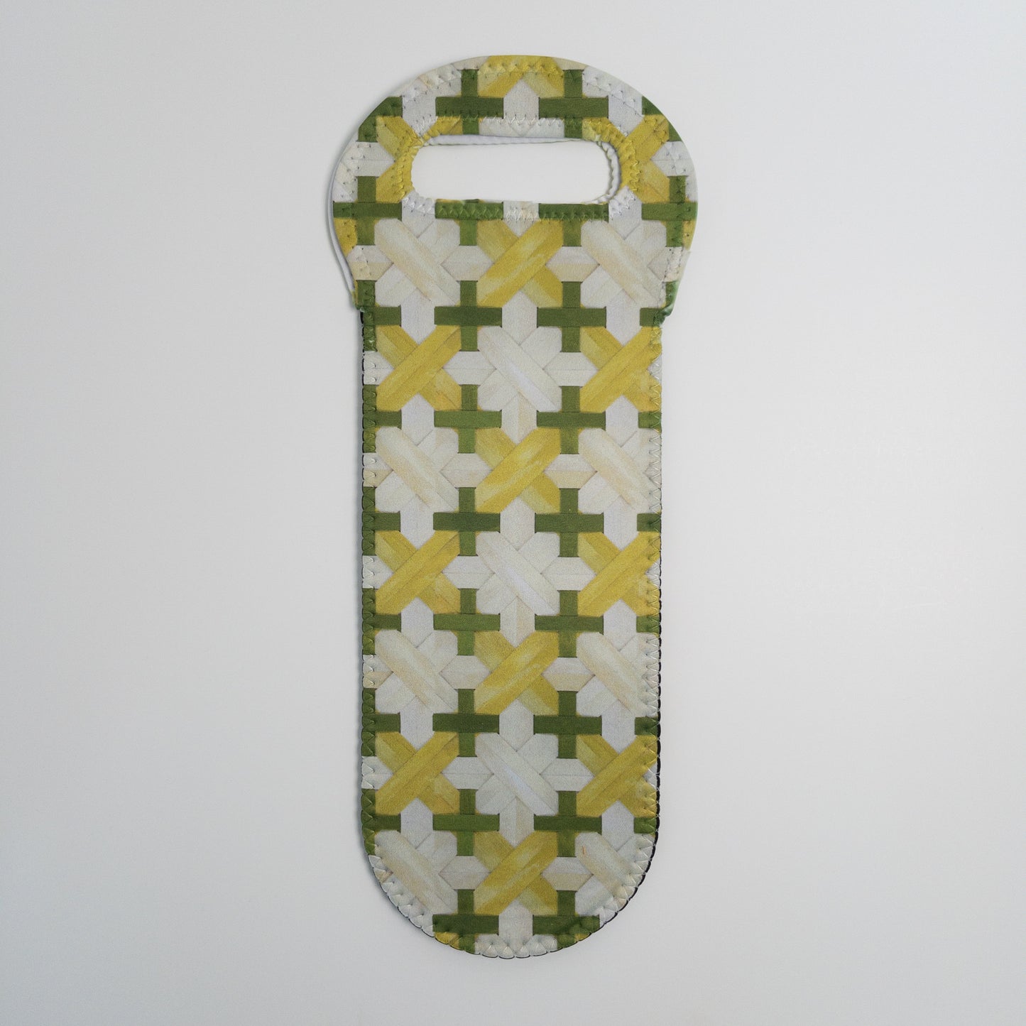 Caned Canvas in Olive Wine Tote