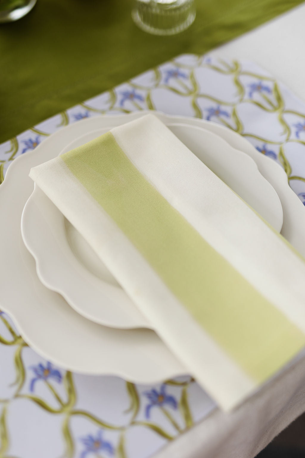 Esplanade Stripe in Avocado Green Dinner Napkins | Set of 4