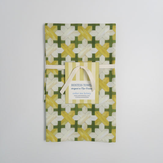 Caned Canvas in Olive Hostess Towel