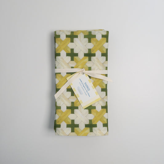Caned Canvas in Olive Dinner Napkins | Set of 4