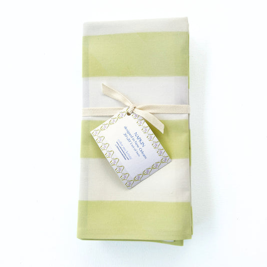 Esplanade Stripe in Avocado Green Dinner Napkins | Set of 4
