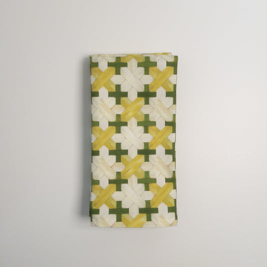 Caned Canvas in Olive Dinner Napkins | Set of 4