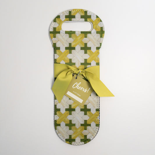Caned Canvas in Olive Wine Tote